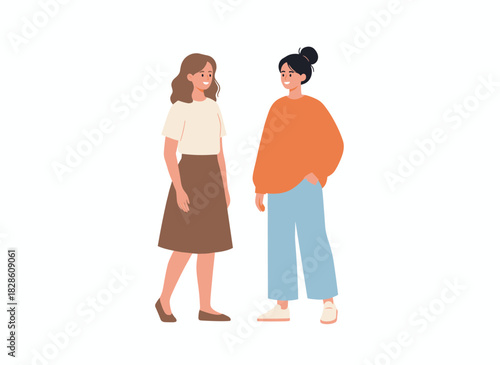 A flat vector illustration on a white background shows women in contrasting moods—happy and unhappy—displaying facial expressions that reflect conflicting emotions, illustrating the contrast between