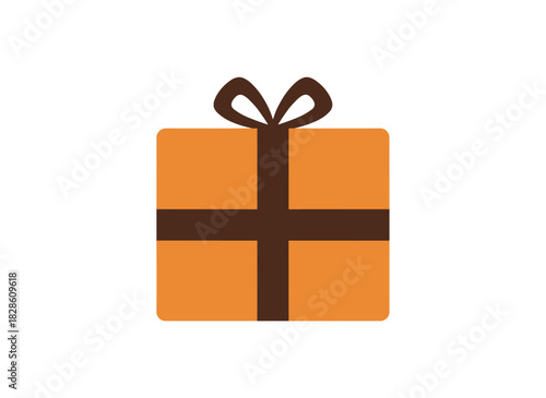 A gift box adorned with a bow string, wrapped in festive paper for a birthday present, presented as a holiday surprise in a simple doodle style, depicted as a vertical giftbox icon, rendered as a