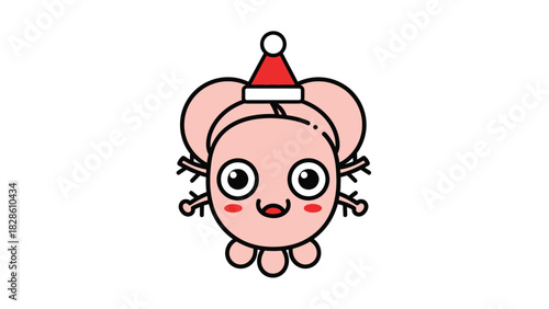 Festive Axolotl Cartoon Character with Santa Hat for Holiday Cheer