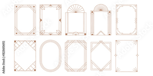 Elegant Art Deco frame collection featuring luxurious gold borders, geometric vintage designs, and refined decorative elements ideal for invitations, branding, packaging, and sophisticated creative pr