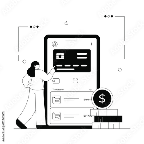 Banking Website  Vector Outline Illustration EPS 10 File	