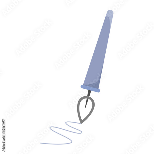 Vintage nib pen. Elegant ink writing. Feather Vector instrument. Calligraphy drawing tool