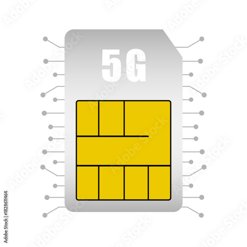 Mobile SIM card. 5G network technology. Vector telecommunication illustration. Digital cellular concept.