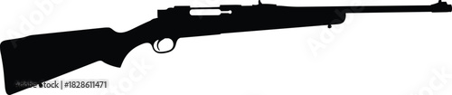 Detailed black hunting rifle silhouette vector illustration isolated on white background for military army logo or weapon shop icon