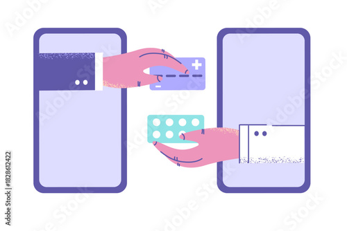 Online pharmacy and healthcare concept