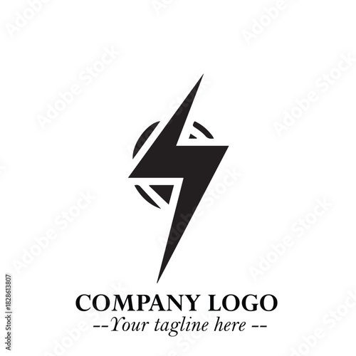 Sleek Electrical Logo Symbol on a Clean White Background for Modern Branding Design Elements Art
