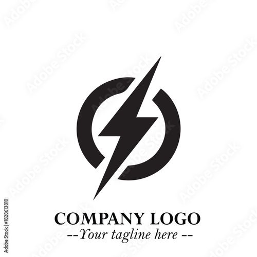 Sleek Electrical Logo Symbol on a Clean White Background for Modern Branding Design Elements Art