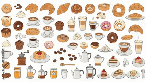 A delightful assortment of pastries, coffee, and breakfast items arranged together nicely here folks