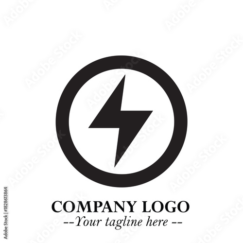 Sleek Electrical Logo Symbol on a Clean White Background for Modern Branding Design Elements Art