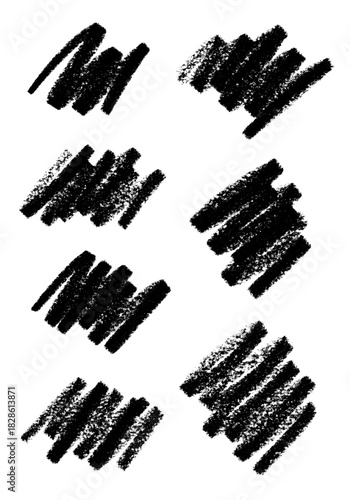 Set of Hand Drawn Crayon Scribbles and Abstract Charcoal Texture Marks