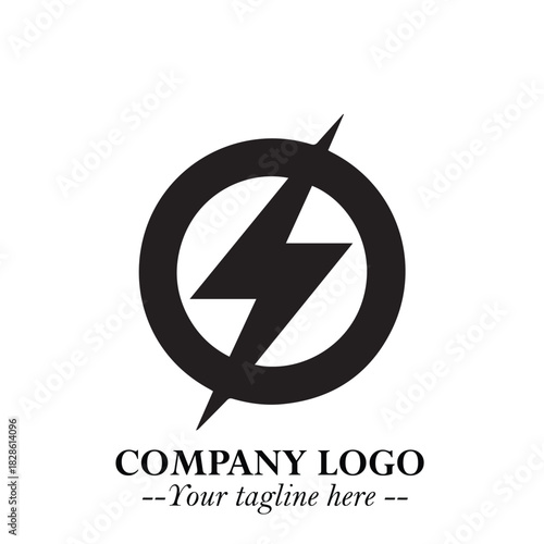 Sleek Electrical Logo Symbol on a Clean White Background for Modern Branding Design Elements Art
