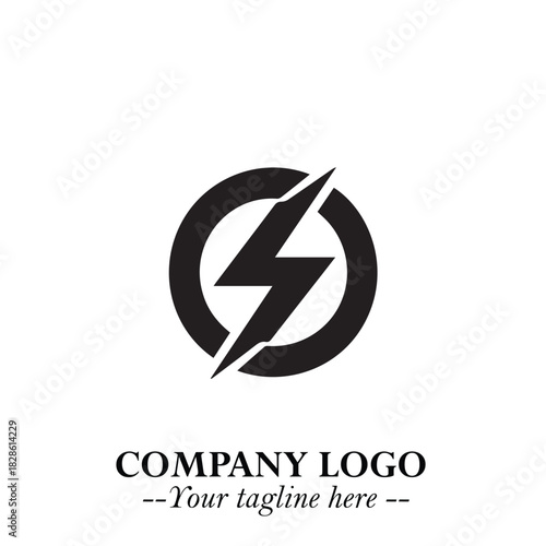 Sleek Electrical Logo Symbol on a Clean White Background for Modern Branding Design Elements Art