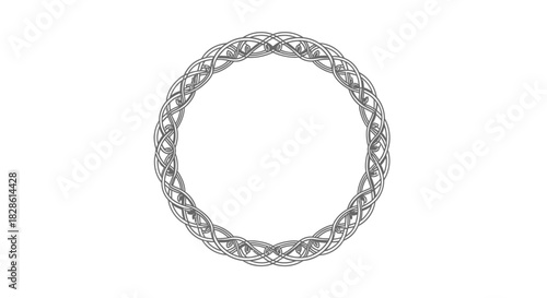 A detailed view of a silver ring with an intricate braided design, isolated against a white background.