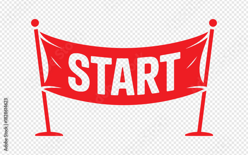 Get Ready to Start Your Journey with this Vibrant Red Start Banner, Perfect for Races, Events, or Business Launches to Inspire Action and Excitement
