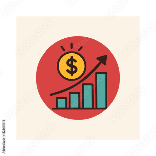 Financial Growth Chart with Dollar Sign Icon Investment and Business Success