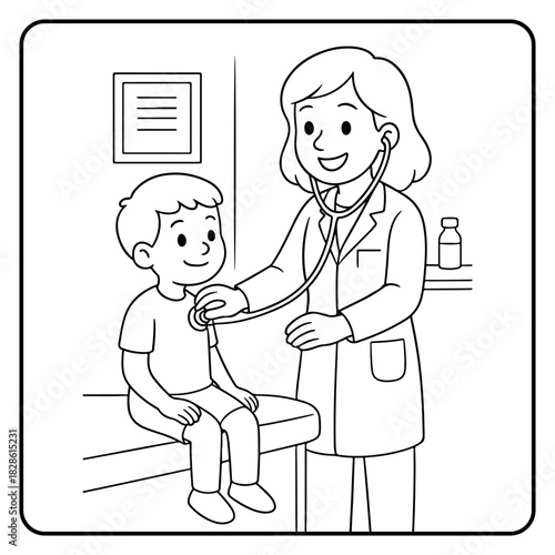 Doctor Cute profession Children coloring page