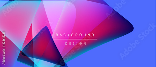 Abstract vibrant design. Overlapping shapes create dynamic visual effect. Pink, purple, blue hues dominate composition. Text reads background design.