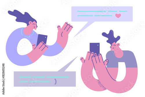 Online chat and communication concept.