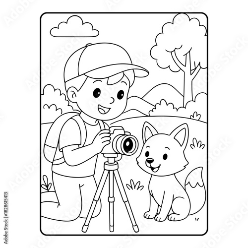 Photographer Cute profession Children coloring page