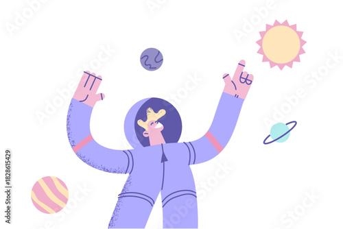 Astronaut during work in space concept.