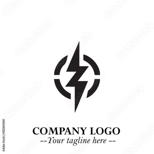 Sleek Electrical Logo Symbol on a Clean White Background for Modern Branding Design Elements Art