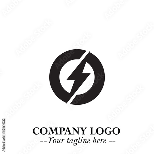 Sleek Electrical Logo Symbol on a Clean White Background for Modern Branding Design Elements Art