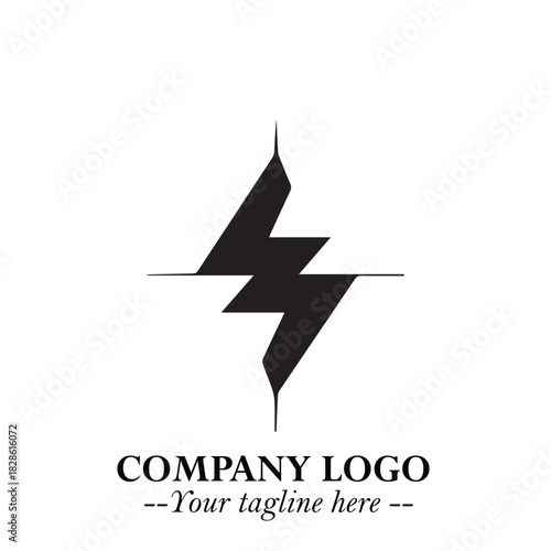 Sleek Electrical Logo Symbol on a Clean White Background for Modern Branding Design Elements Art