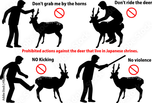 日本の鹿へのインバウンド向け注意喚起ピクトグラムのセット