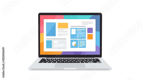 Modern Laptop Displaying Dynamic Website Interface with Clean Design Elements, Showcasing Digital Content and Online Interaction