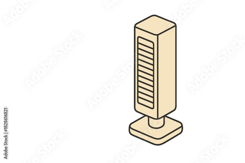 Modern vertical tower fan appliance for home cooling in isometric view