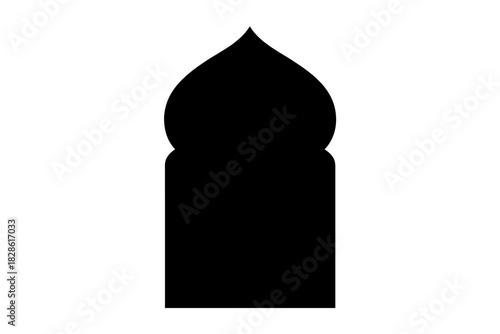 Black silhouette of a classic Islamic architectural dome or arched window shape