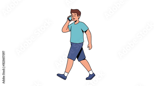 Person walking while talking on the phone, a modern and convenient way to communicate