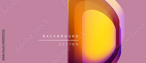 Abstract design features vibrant orange, purple gradients. Text reads background design. Minimalist composition, soft color palette.