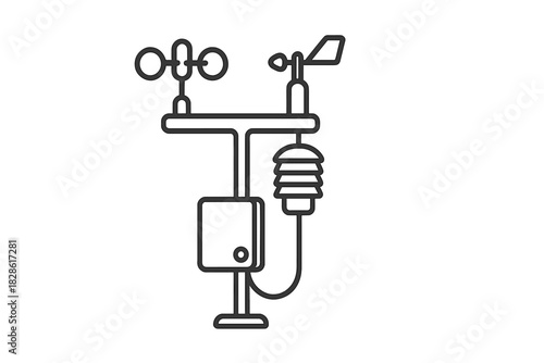Automated weather station equipment with sensors for measuring wind speed and temperature data