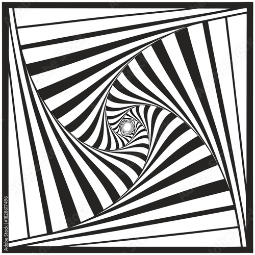 Black and white optical illusion spiral vortex pattern Keywords: optical illusion, vortex, spiral, black and white, abstract, pattern, geometric