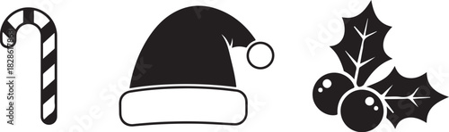 Black and White Holiday Symbols Vector Graphic Bundle for Design