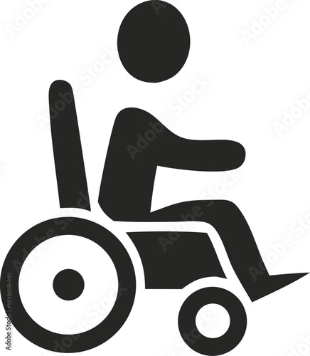 Simple silhouette icon of a person in a wheelchair