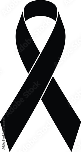 A simple black awareness ribbon symbol representing mourning, remembrance, or support for a cause