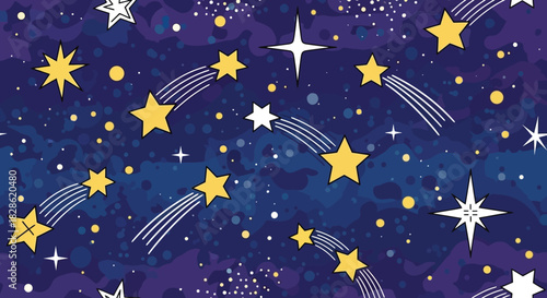 Seamless Starry Sky Pattern: A Whimsical Vector Design for Backgrounds and Textiles