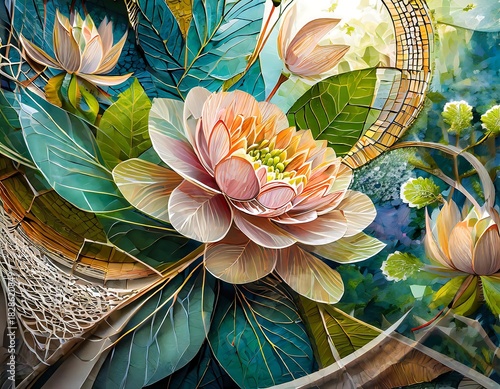 Wallpaper Mural Colorful paper flowers and leaves arranged in a vibrant composition. Generative AI. Torontodigital.ca