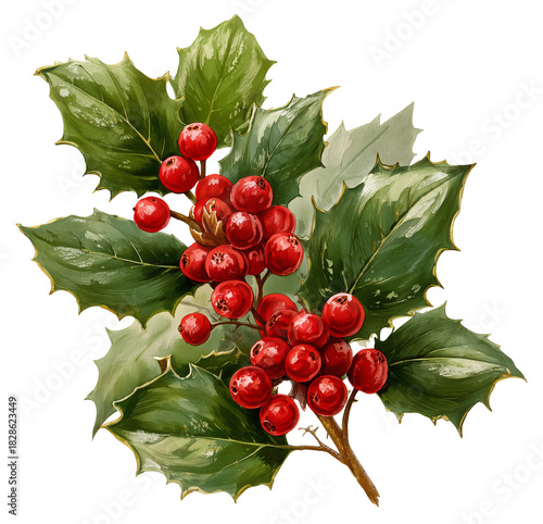 A christmas holly illustration traditional.