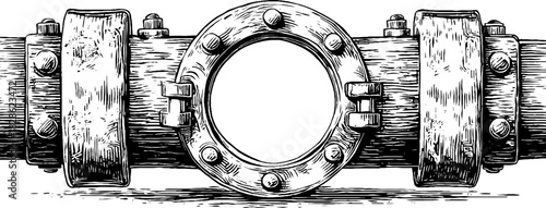 Vintage engraved metal ring with decorative silhouette for design and retro style