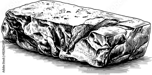 Engraved decorative illustration hand forged metal wedge design vintage sketch.
