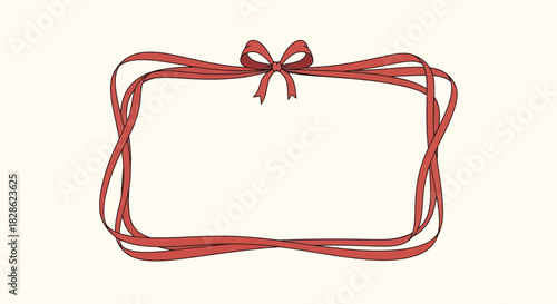 Decorative Red Ribbon Frame Vector Illustration, Perfect for Greetings and Invitations