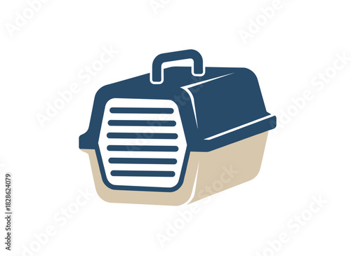 A cat carrier is a pet case, travel cage for transportation, a feline animal box, an empty container for carrying a cat, trip, depicted as a flat graphic vector illustration on a white background