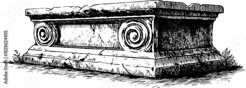 Intricate stone carving engraved architectural decorative design