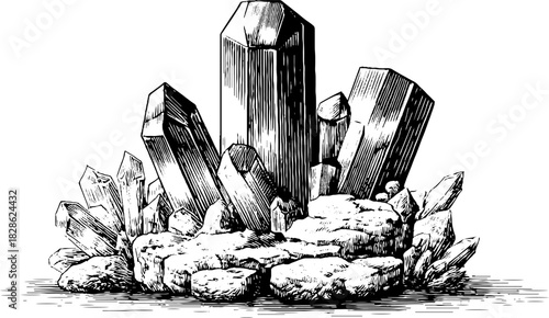 Intricate engraving of twisted crystalline structure for retro design