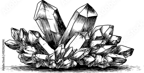 Intricate twisted crystalline spiral engraving for decorative design and art projects