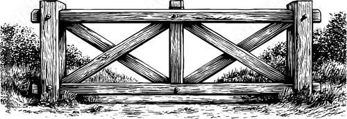 Vintage engraved illustration of decorative carved wooden lattice design