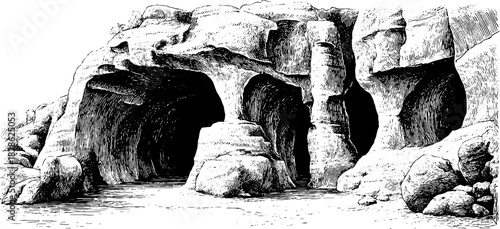 Vintage engraved illustration of decorative cavernous limestone structure